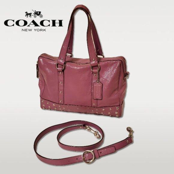 Coach Handbags - Coach Stud Nancy Mauve Patent Leather Satchel